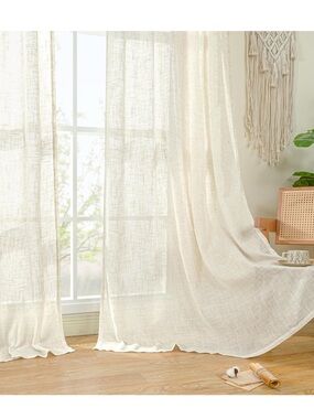 Lamit natural light filtering linen curtains 52 x 90” 2 panels